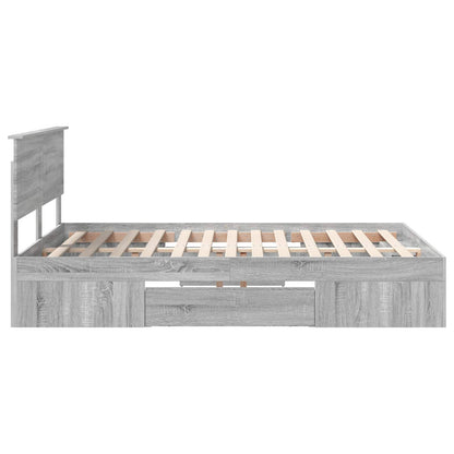 Bedframe met hoofdeinde Grijs Sonoma 140 x 200 cm Bewerkt hout