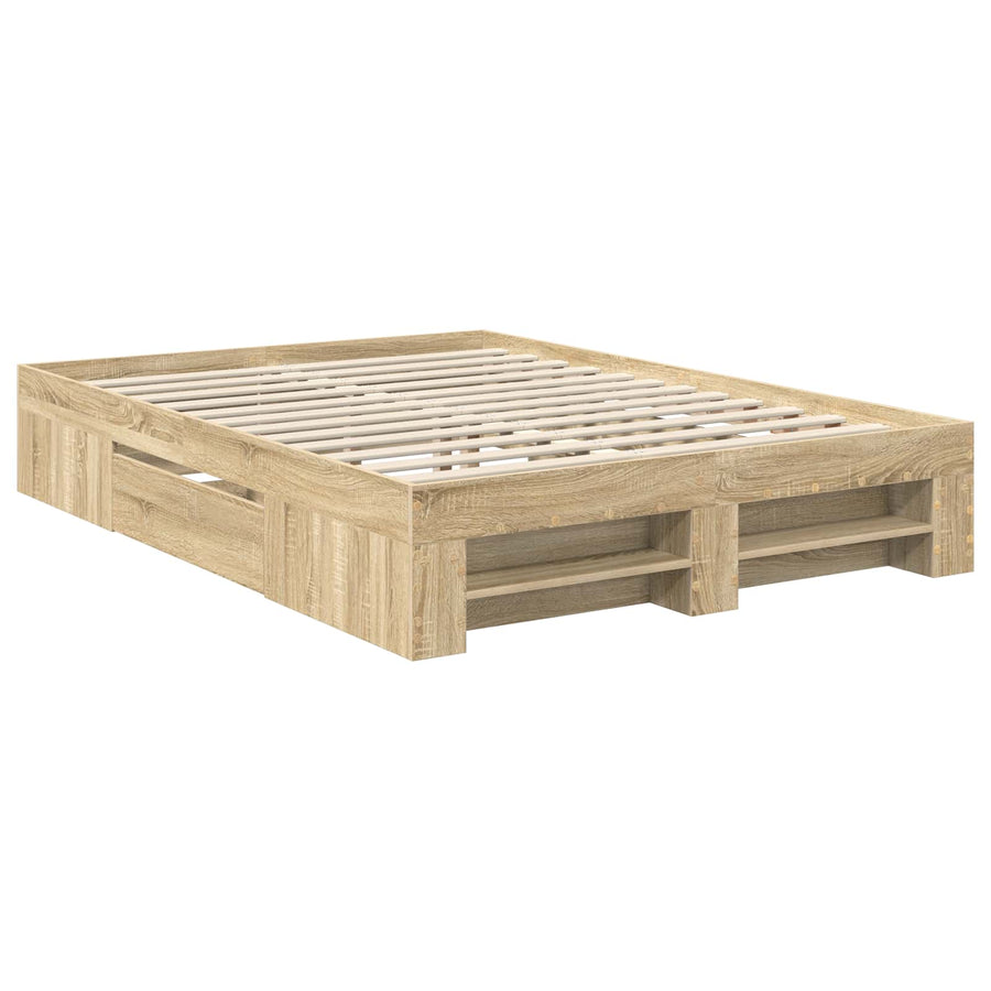 Bedframe met hoofdeinde Sonoma Eiken 140 x 200 cm Bewerkt hout