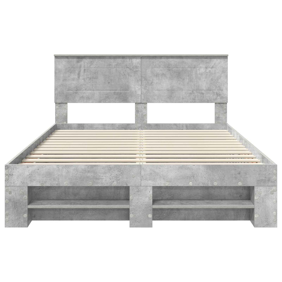 Bedframe met hoofdeinde Beton Grijs 140 x 200 cm Bewerkt hout