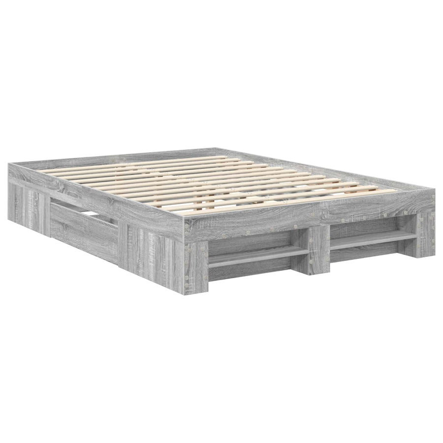 Bedframe met hoofdeinde Grijs Sonoma 140 x 200 cm Bewerkt hout