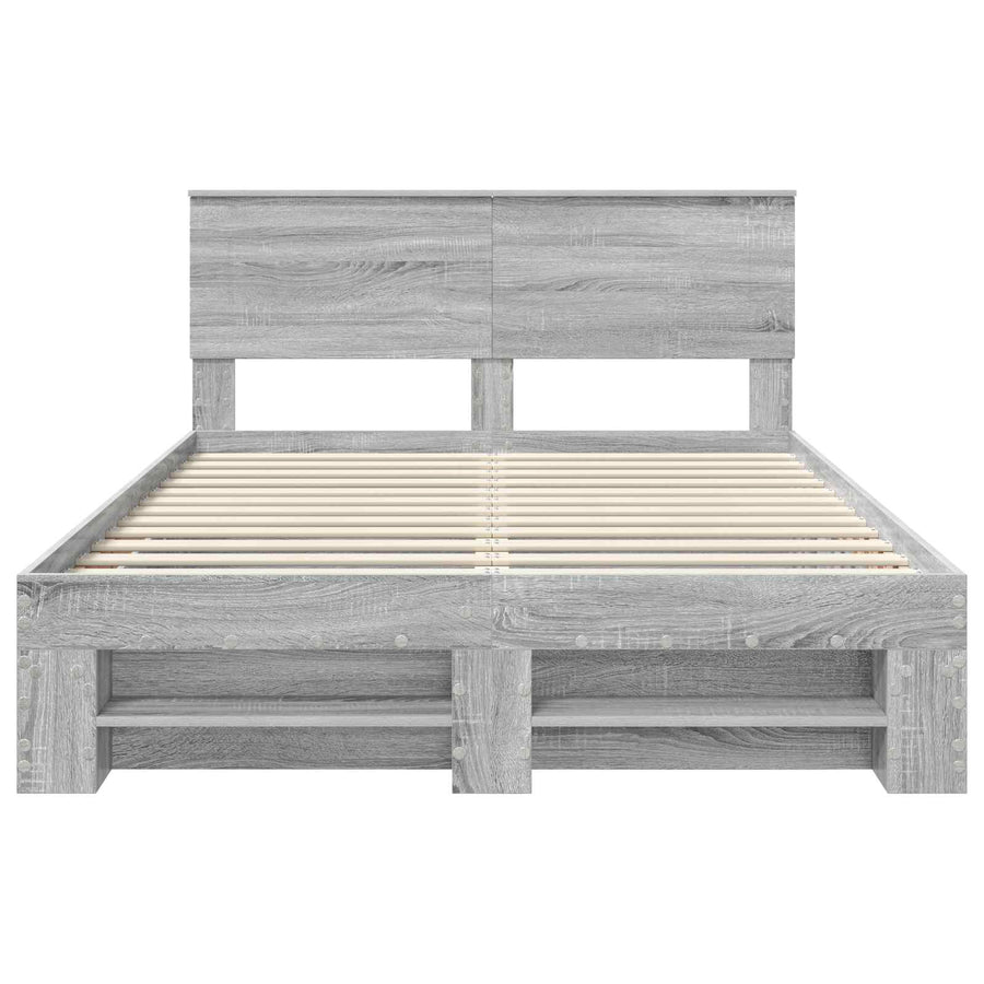 Bedframe met hoofdeinde Grijs Sonoma 140 x 200 cm Bewerkt hout