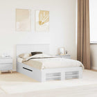 Bedframe 137 x 203 cm wit bewerkt hout