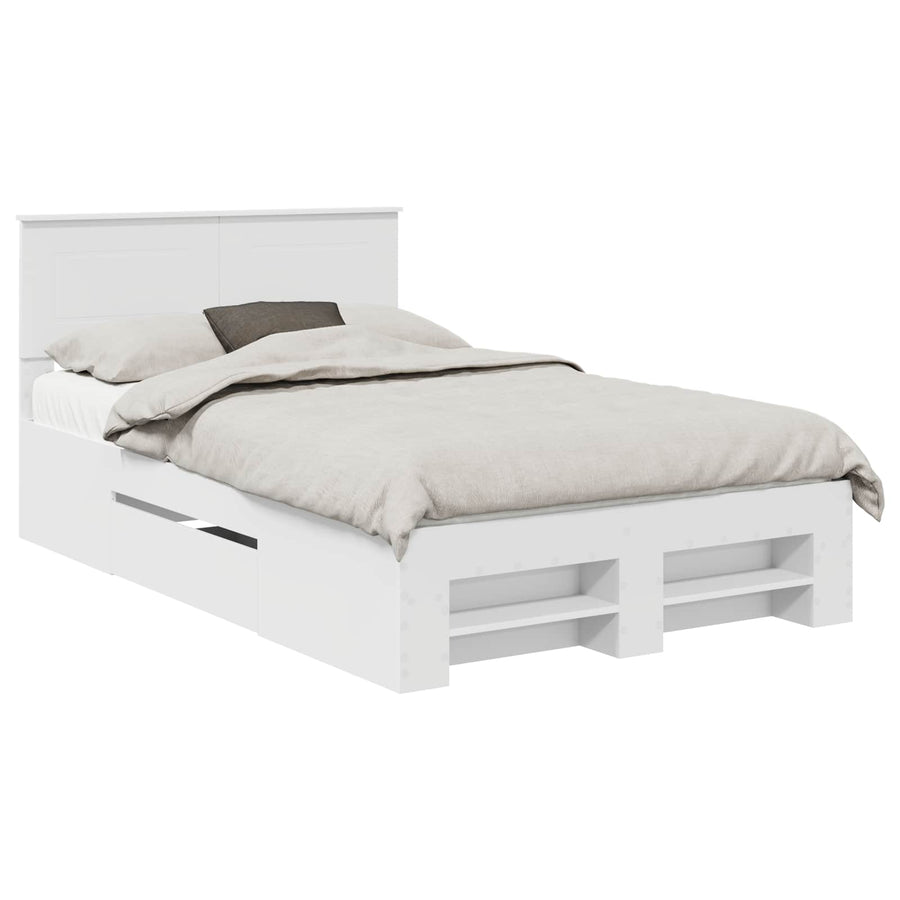 Bedframe met hoofdeinde Wit 137 x 203 cm Bewerkt hout