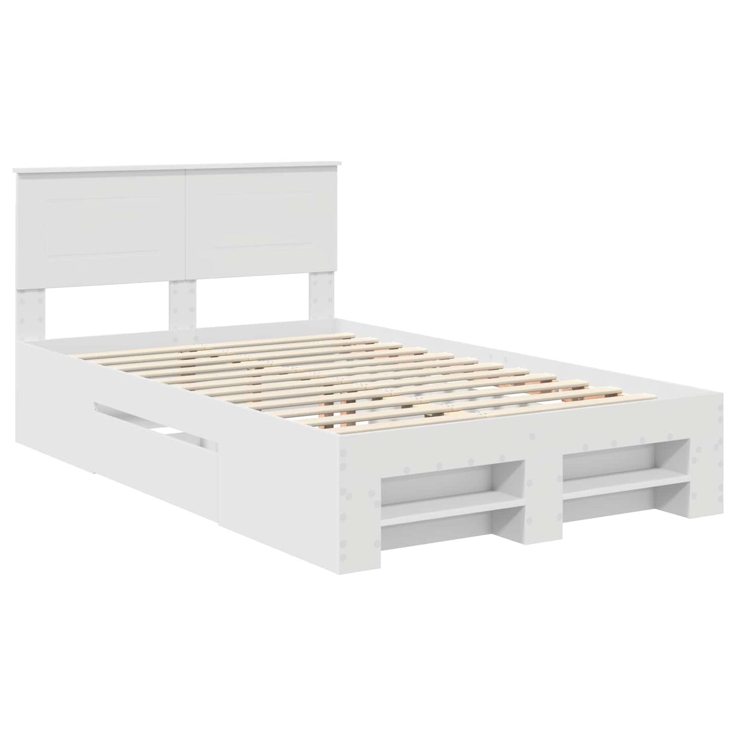 Bedframe met hoofdeinde Wit 137 x 203 cm Bewerkt hout