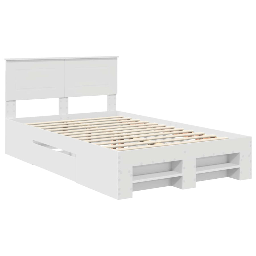 Bedframe met hoofdeinde Wit 137 x 203 cm Bewerkt hout