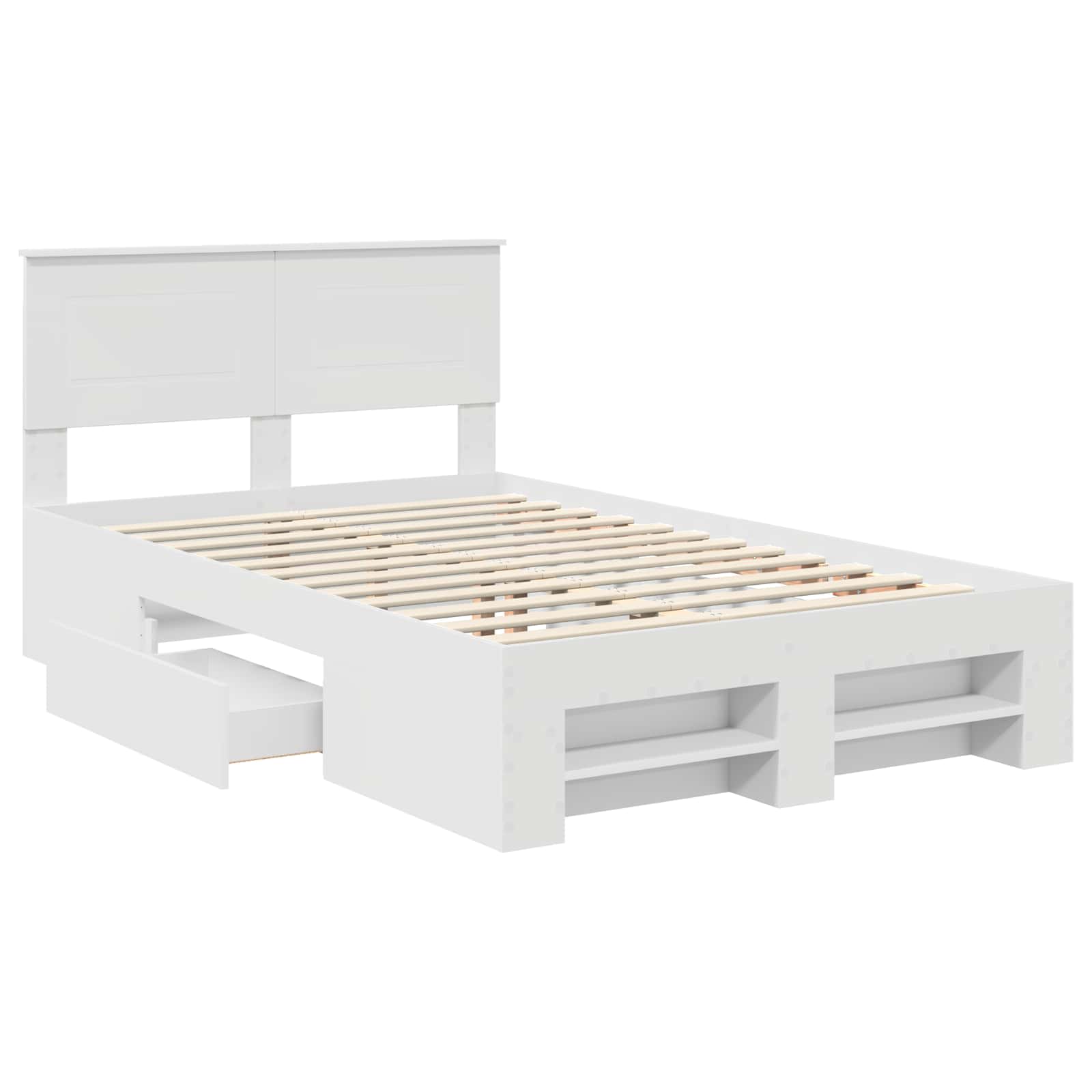 Bedframe met hoofdeinde Wit 137 x 203 cm Bewerkt hout