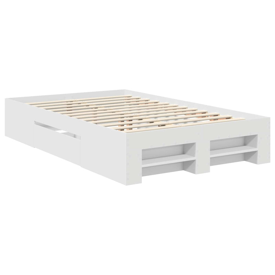 Bedframe met hoofdeinde Wit 137 x 203 cm Bewerkt hout