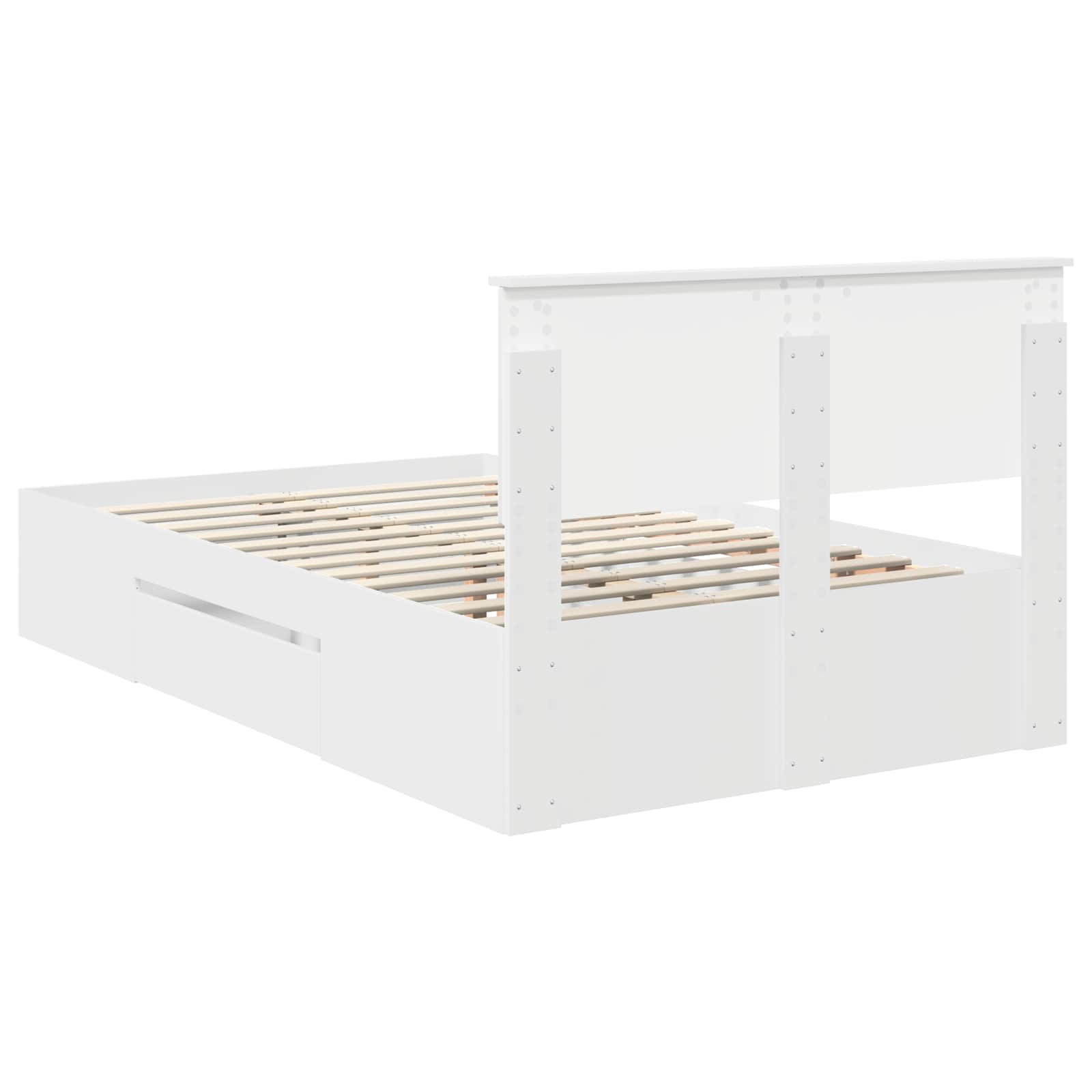 Bedframe met hoofdeinde Wit 137 x 203 cm Bewerkt hout