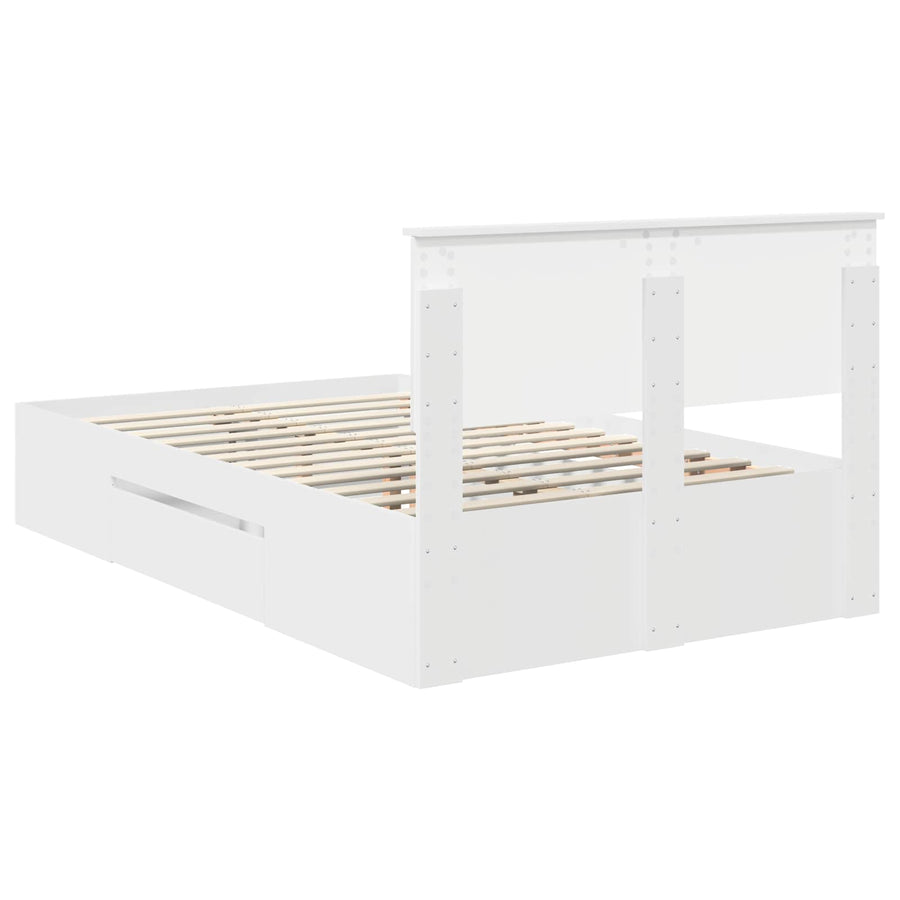 Bedframe met hoofdeinde Wit 137 x 203 cm Bewerkt hout