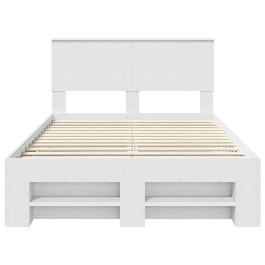 Bedframe met hoofdeinde Wit 137 x 203 cm Bewerkt hout