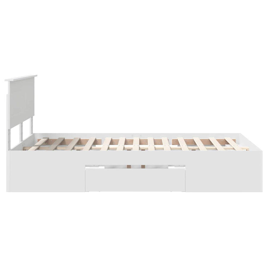 Bedframe met hoofdeinde Wit 137 x 203 cm Bewerkt hout