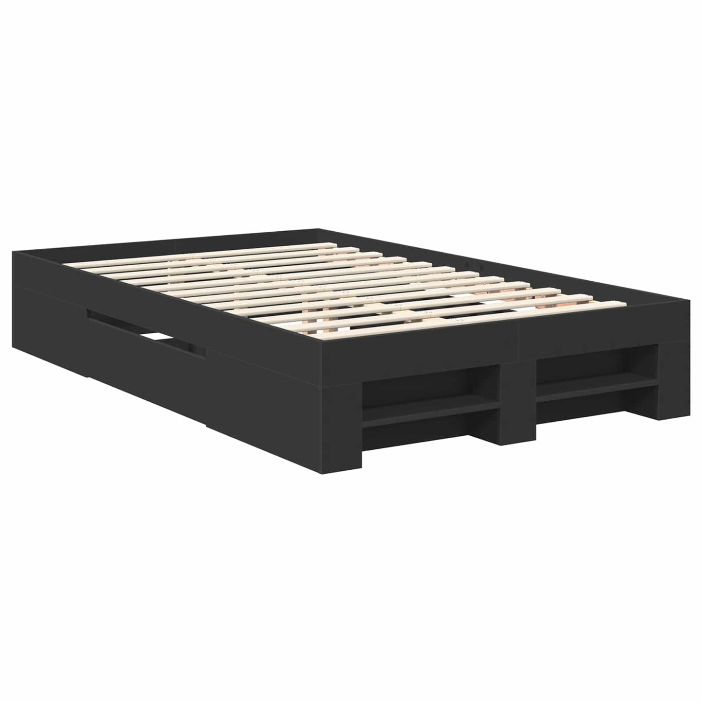 Bedframe met hoofdeinde Zwart 137 x 203 cm Bewerkt hout