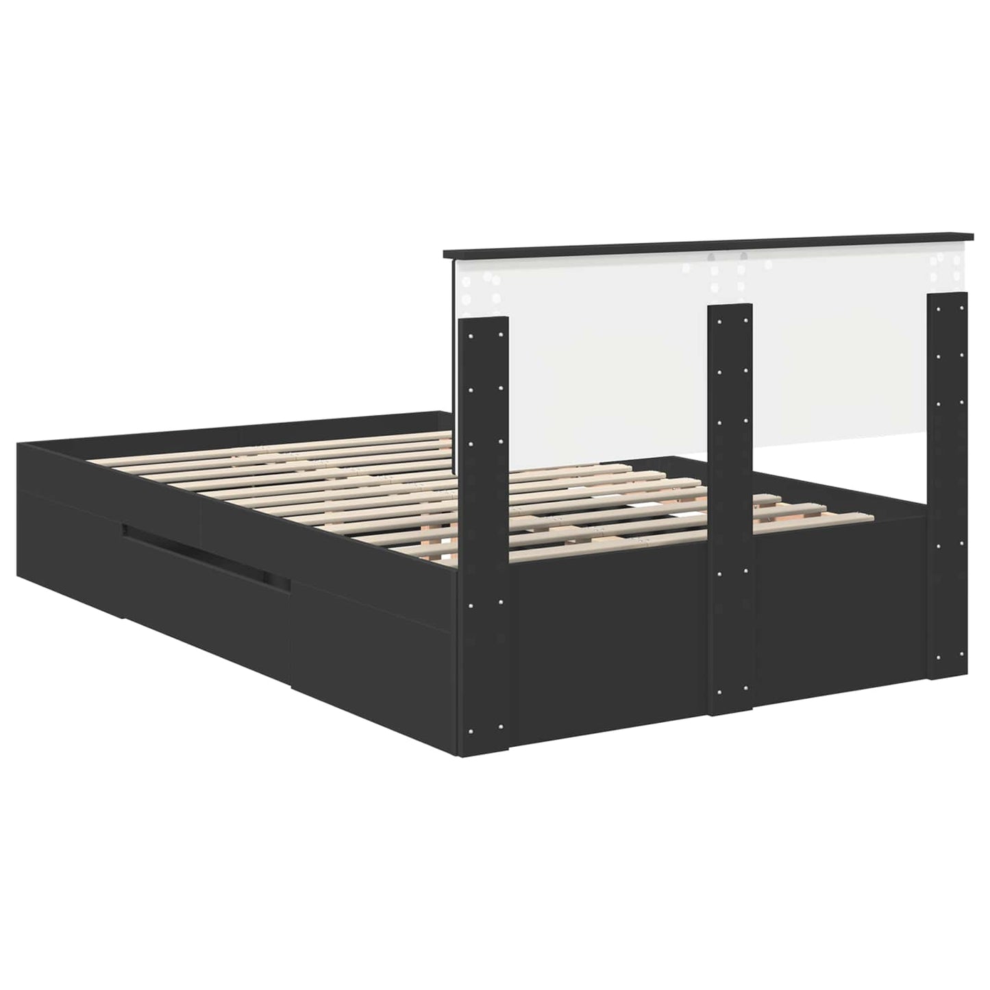 Bedframe met hoofdeinde Zwart 137 x 203 cm Bewerkt hout