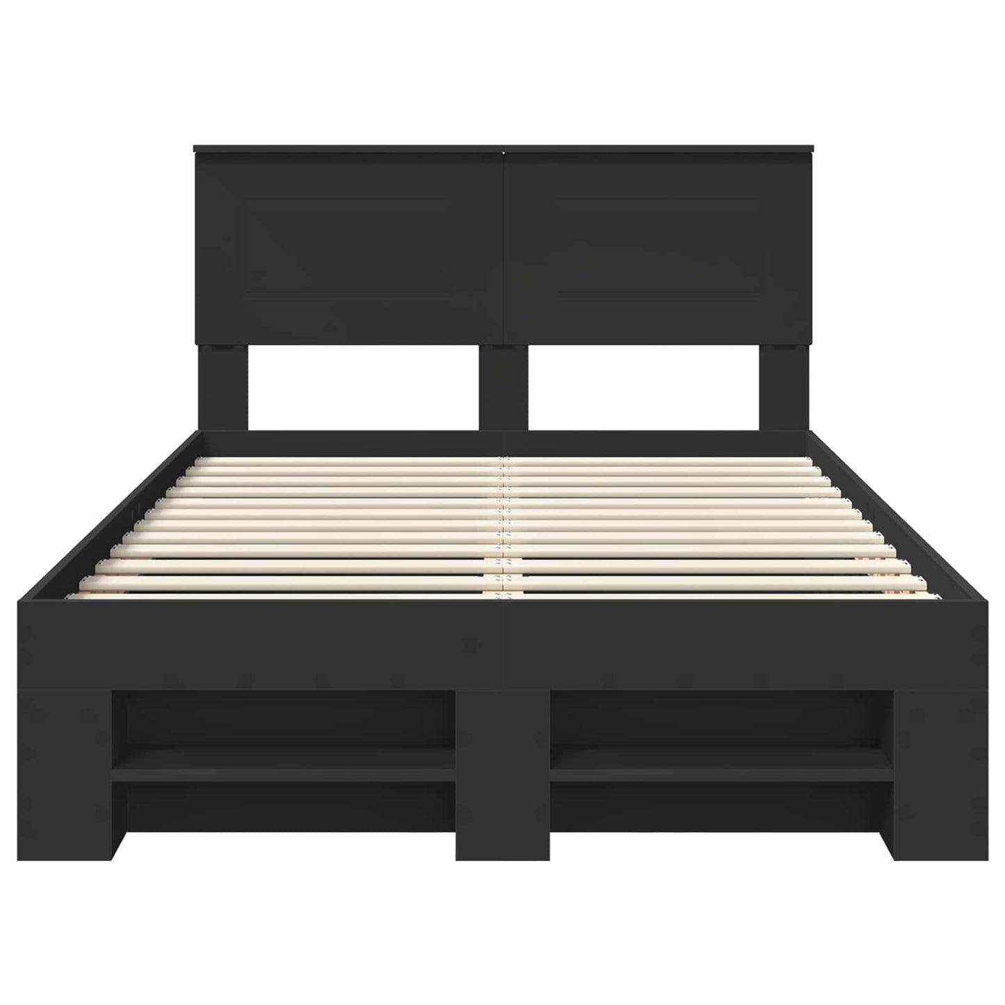 Bedframe met hoofdeinde Zwart 137 x 203 cm Bewerkt hout