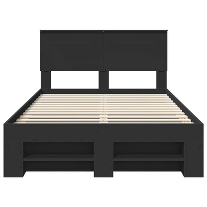Bedframe met hoofdeinde Zwart 137 x 203 cm Bewerkt hout