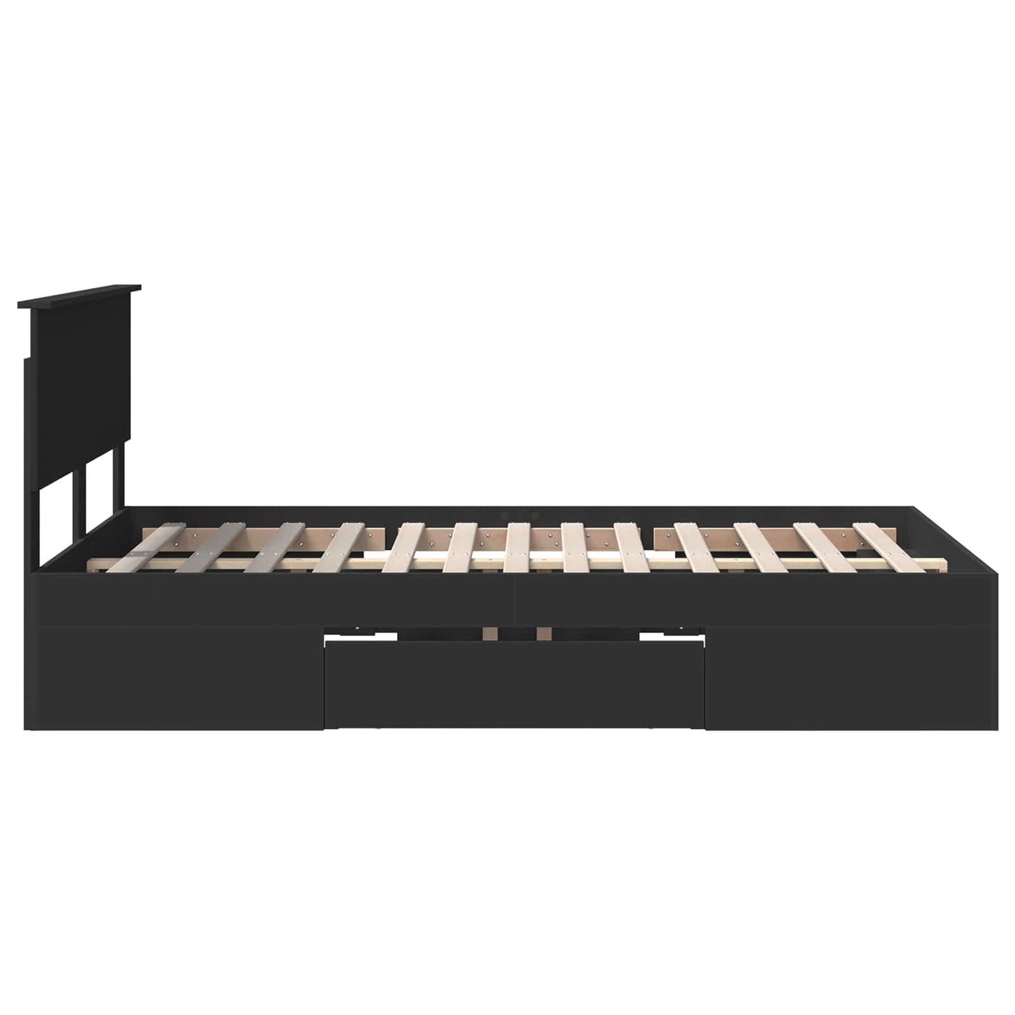 Bedframe met hoofdeinde Zwart 137 x 203 cm Bewerkt hout