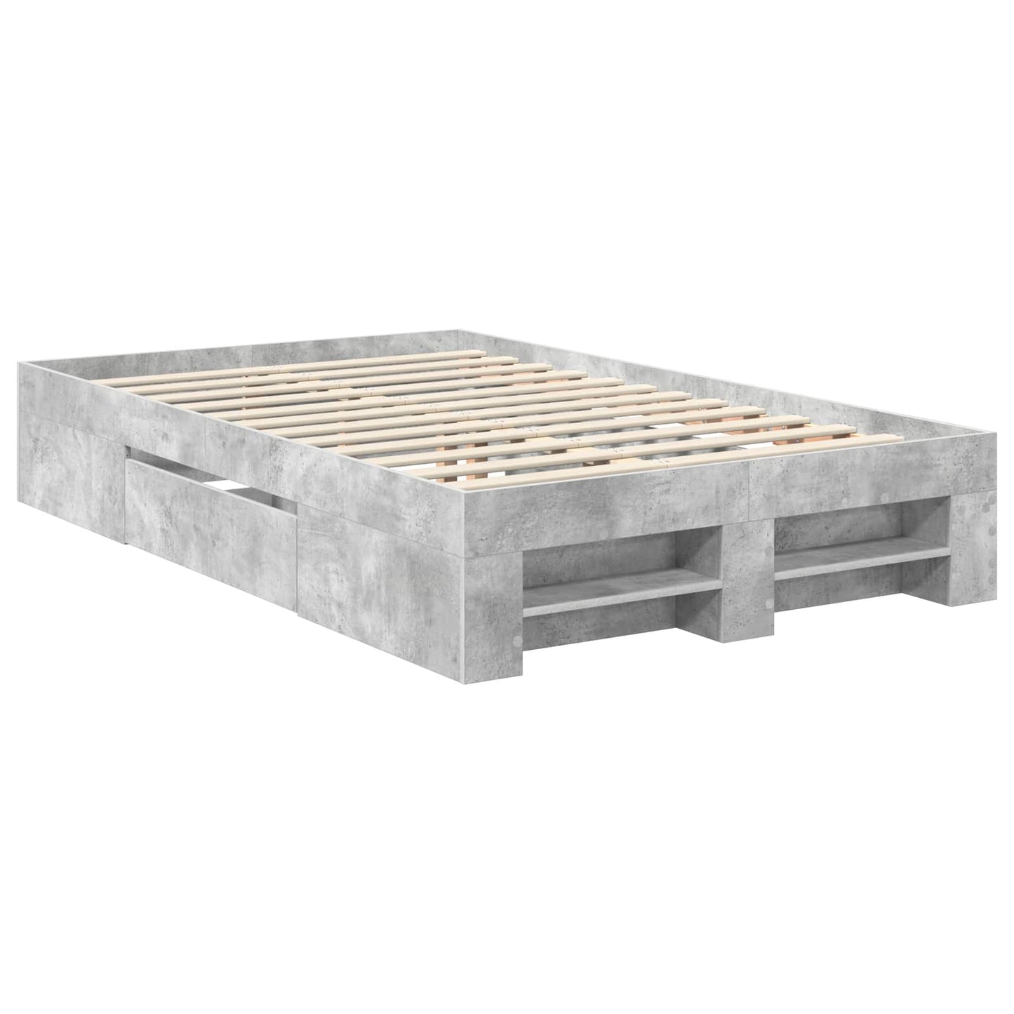 Bedframe met hoofdeinde Beton Grijs 137 x 203 cm Bewerkt hout