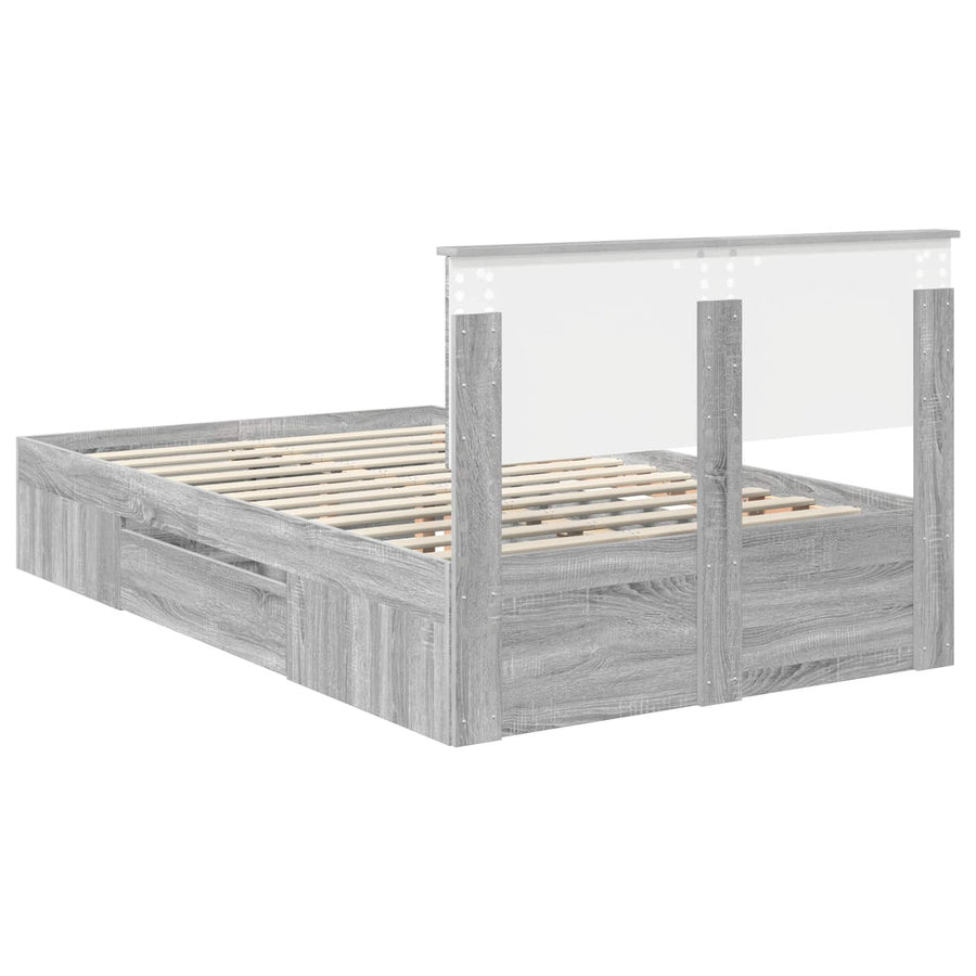 Bedframe met hoofdeinde Grijs Sonoma 137 x 203 cm Bewerkt hout