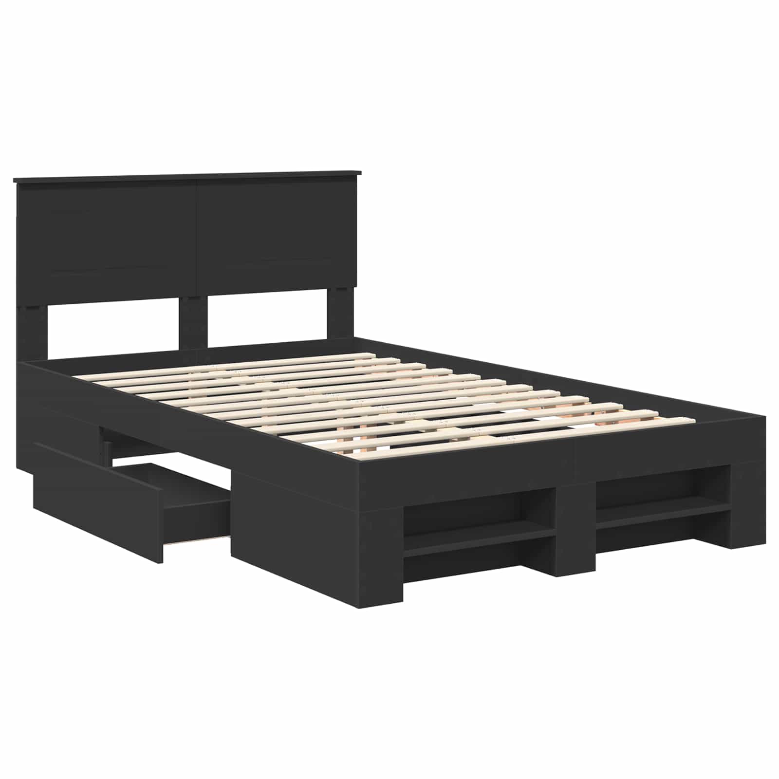 Bedframe met hoofdeinde Zwart 120 x 200 cm Bewerkt hout