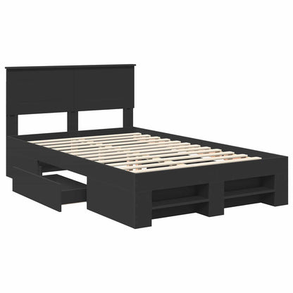 Bedframe met hoofdeinde Zwart 120 x 200 cm Bewerkt hout
