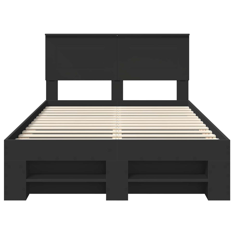 Bedframe met hoofdeinde Zwart 120 x 200 cm Bewerkt hout