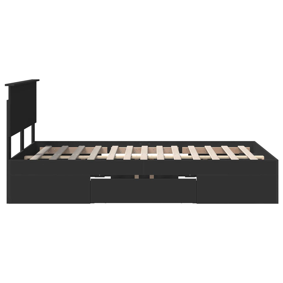 Bedframe met hoofdeinde Zwart 120 x 200 cm Bewerkt hout