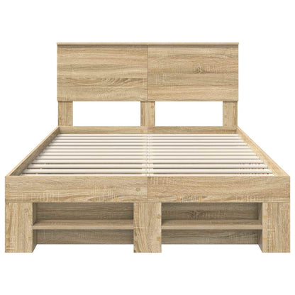 Bedframe met hoofdeinde Sonoma Eiken 120 x 200 cm Bewerkt hout