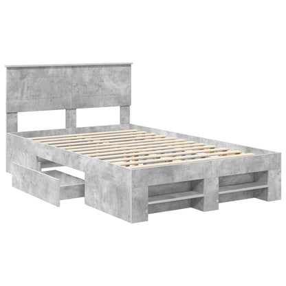 Bedframe met hoofdeinde Beton Grijs 120 x 200 cm Bewerkt hout