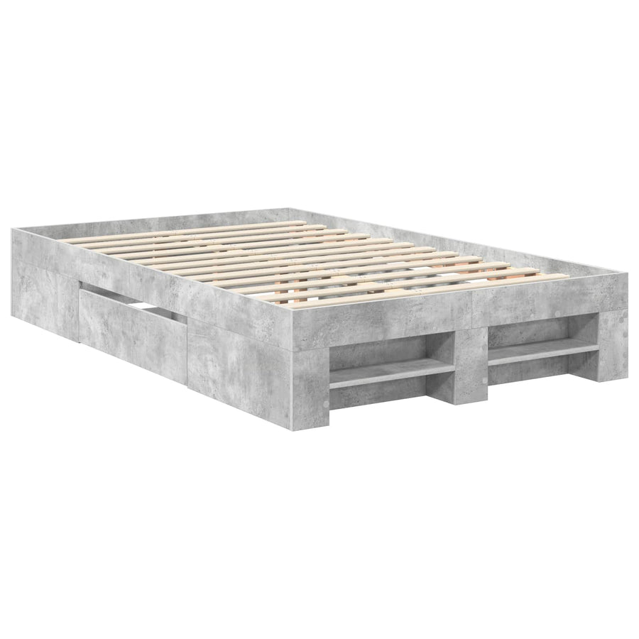 Bedframe met hoofdeinde Beton Grijs 120 x 200 cm Bewerkt hout