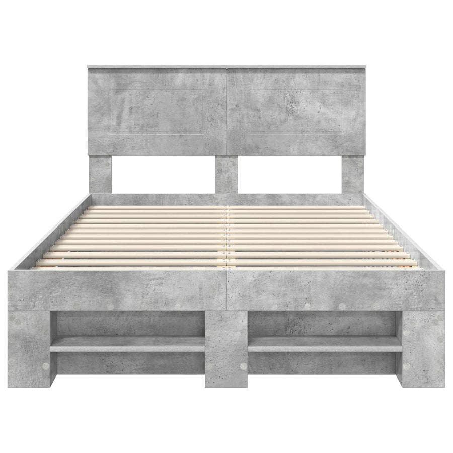 Bedframe met hoofdeinde Beton Grijs 120 x 200 cm Bewerkt hout