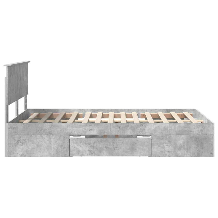 Bedframe met hoofdeinde Beton Grijs 120 x 200 cm Bewerkt hout