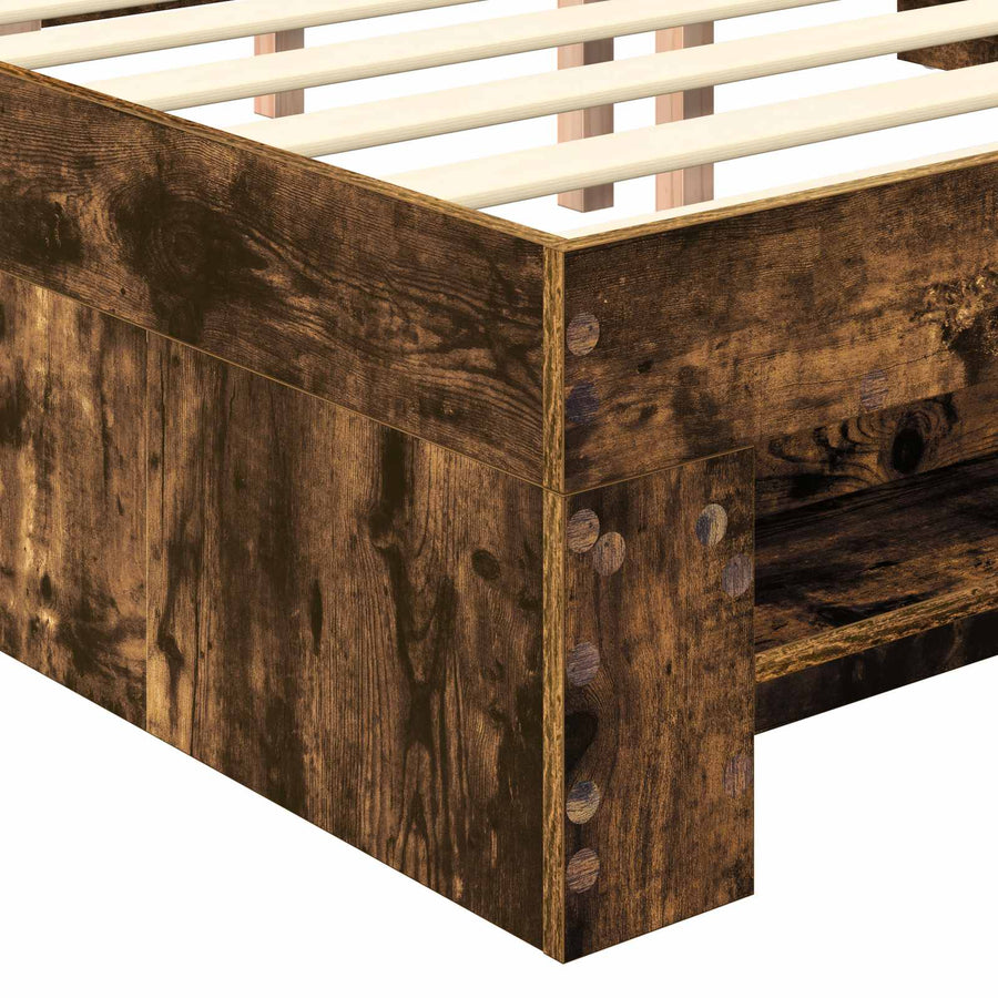 Bedframe met hoofdeinde Gerookt eiken 120 x 200 cm Bewerkt hout