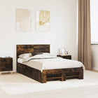 Bedframe 120x200 cm gerookt eiken bewerkt hout