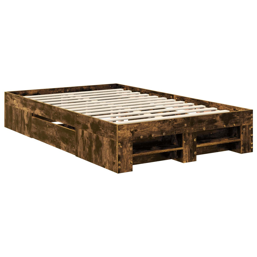 Bedframe met hoofdeinde Gerookt eiken 120 x 200 cm Bewerkt hout