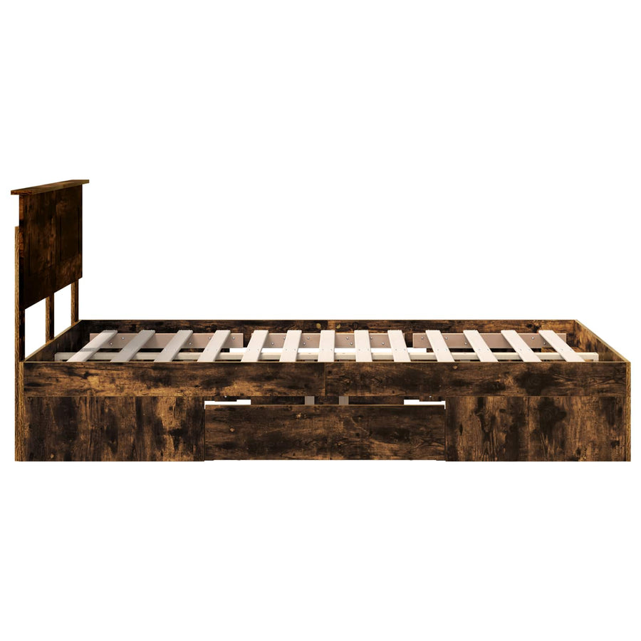 Bedframe met hoofdeinde Gerookt eiken 120 x 200 cm Bewerkt hout