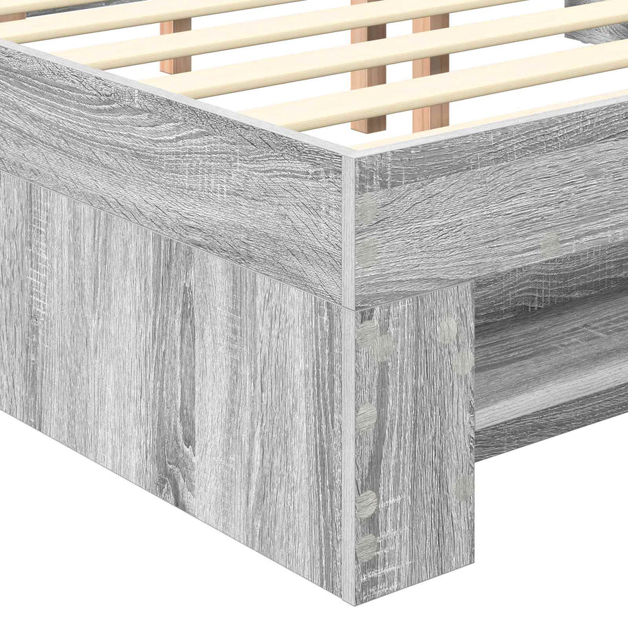 Bedframe met hoofdeinde Grijs Sonoma 120 x 200 cm Bewerkt hout