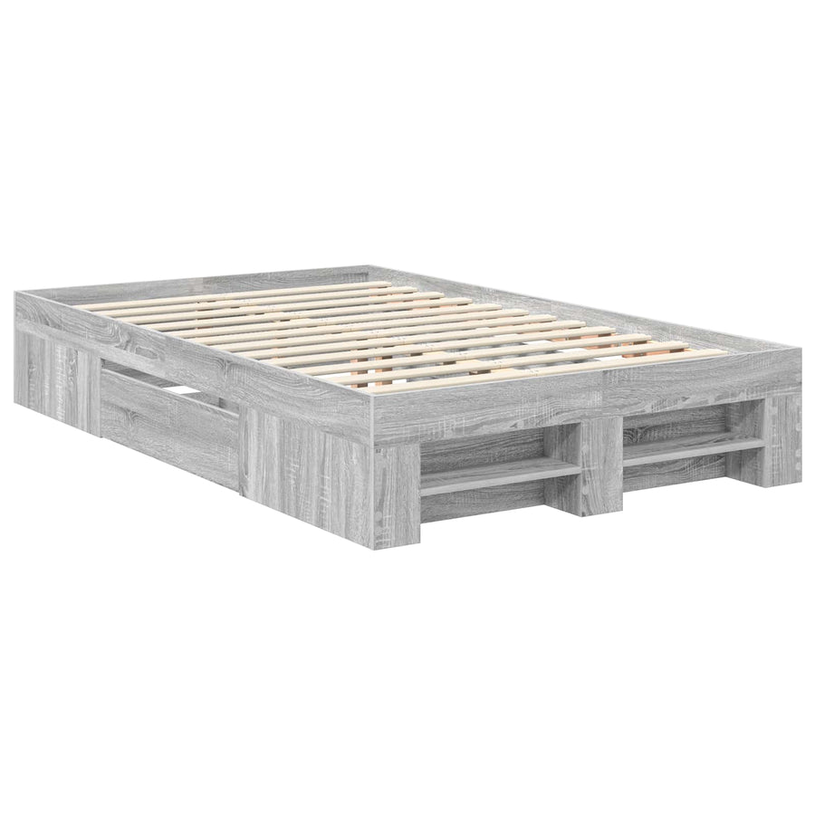 Bedframe met hoofdeinde Grijs Sonoma 120 x 200 cm Bewerkt hout