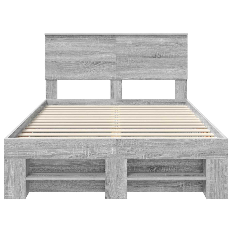 Bedframe met hoofdeinde Grijs Sonoma 120 x 200 cm Bewerkt hout