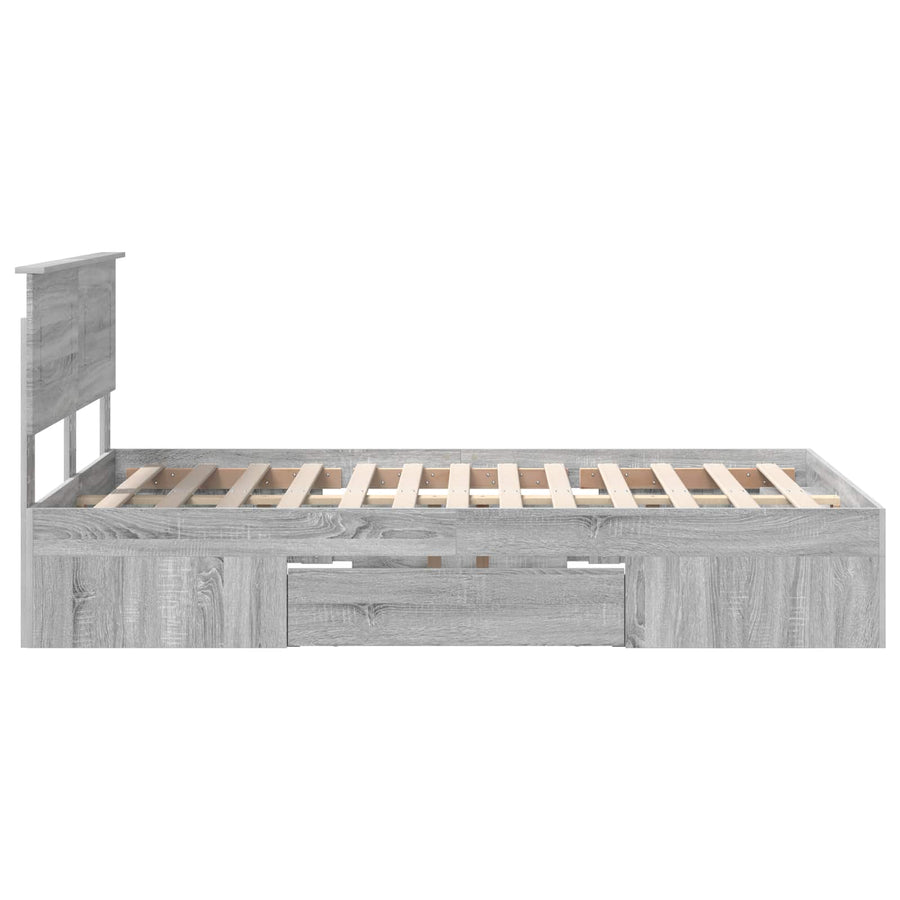 Bedframe met hoofdeinde Grijs Sonoma 120 x 200 cm Bewerkt hout