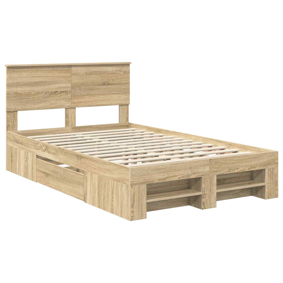 Bedframe met hoofdeinde Sonoma Eiken 120 x 200 cm Bewerkt hout