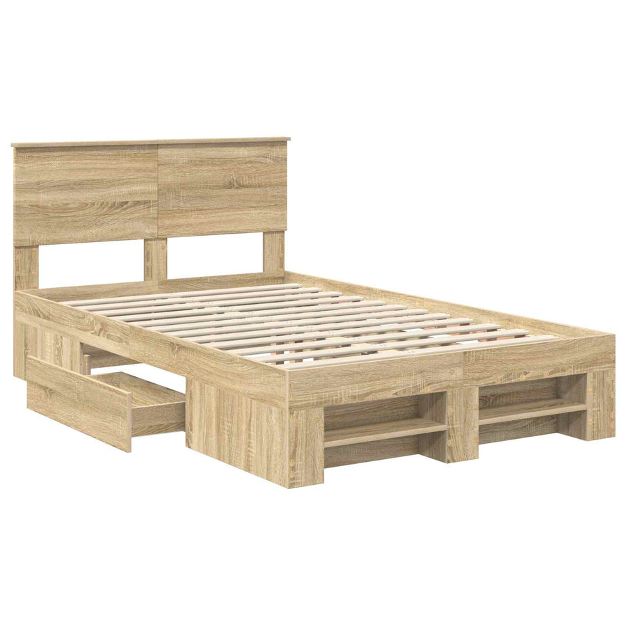 Bedframe met hoofdeinde Sonoma Eiken 120 x 200 cm Bewerkt hout