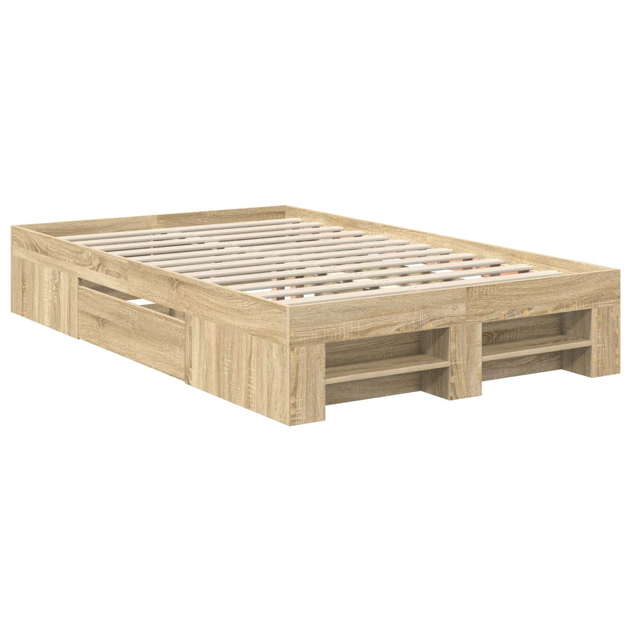 Bedframe met hoofdeinde Sonoma Eiken 120 x 200 cm Bewerkt hout