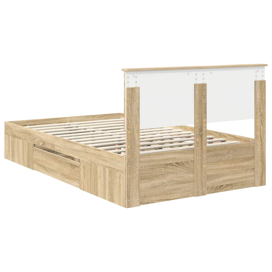 Bedframe met hoofdeinde Sonoma Eiken 120 x 200 cm Bewerkt hout