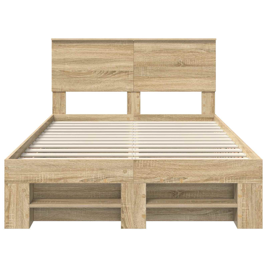 Bedframe met hoofdeinde Sonoma Eiken 120 x 200 cm Bewerkt hout