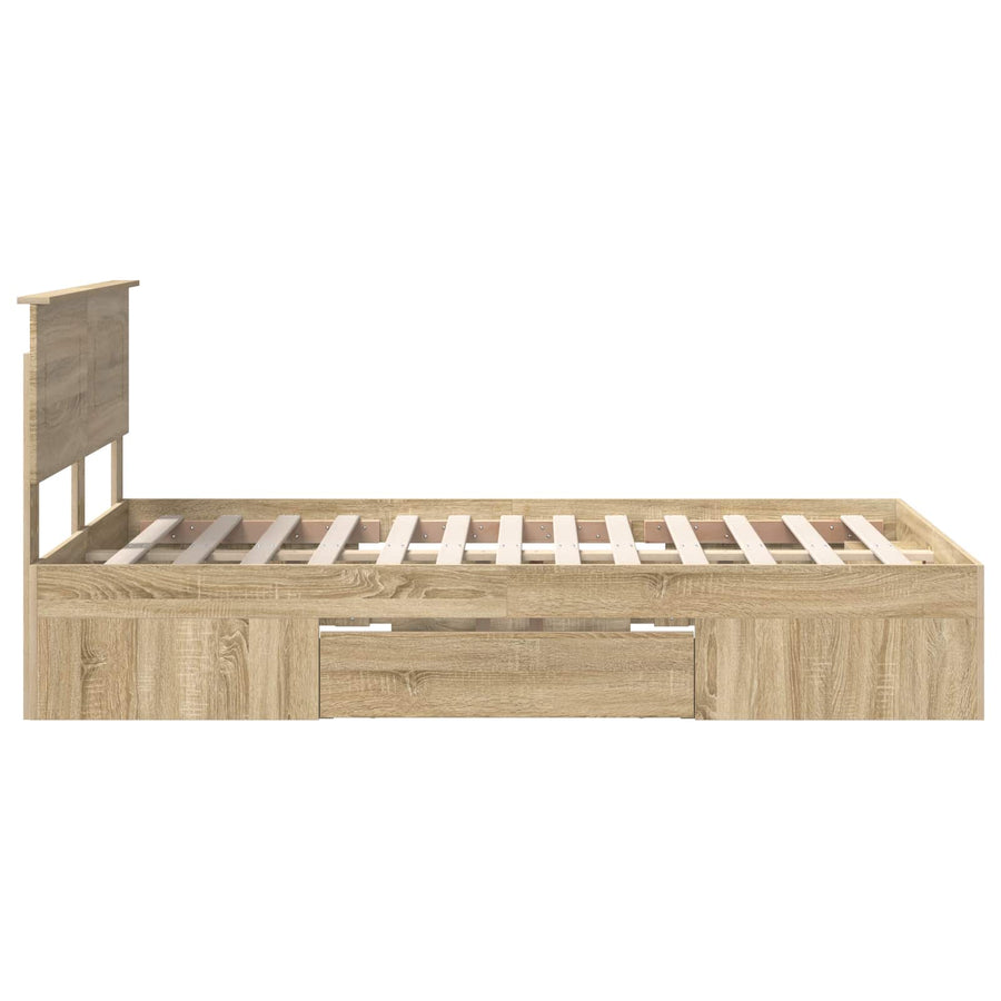 Bedframe met hoofdeinde Sonoma Eiken 120 x 200 cm Bewerkt hout