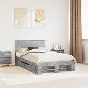 Bedframe 120x200 cm beton grijs bewerkt hout