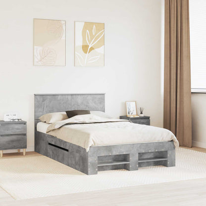 Bedframe met hoofdeinde Beton Grijs 120 x 200 cm Bewerkt hout