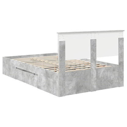 Bedframe met hoofdeinde Beton Grijs 120 x 200 cm Bewerkt hout