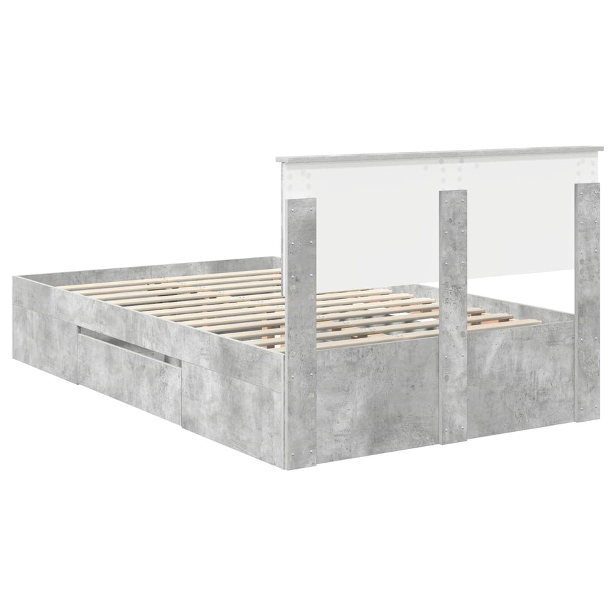 Bedframe met hoofdeinde Beton Grijs 120 x 200 cm Bewerkt hout