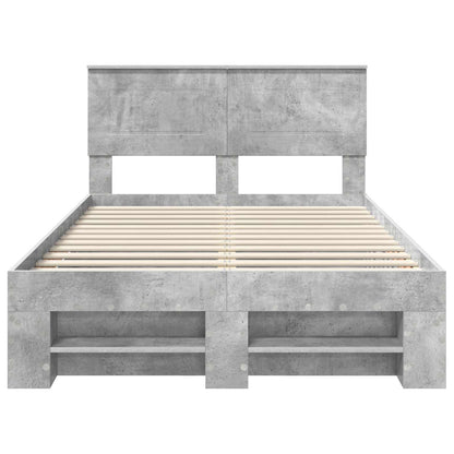 Bedframe met hoofdeinde Beton Grijs 120 x 200 cm Bewerkt hout